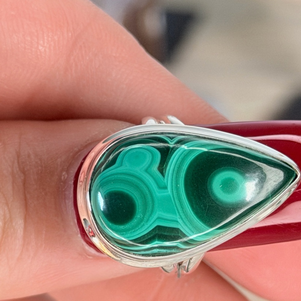 Congo Malachite Ring Solid 925 Sterling Silver Si… - image 2